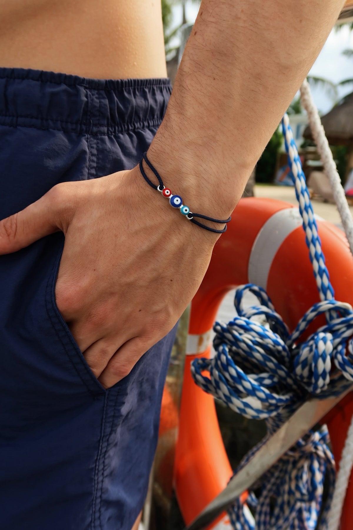 Knotted Evil Eye Bracelet (blue)