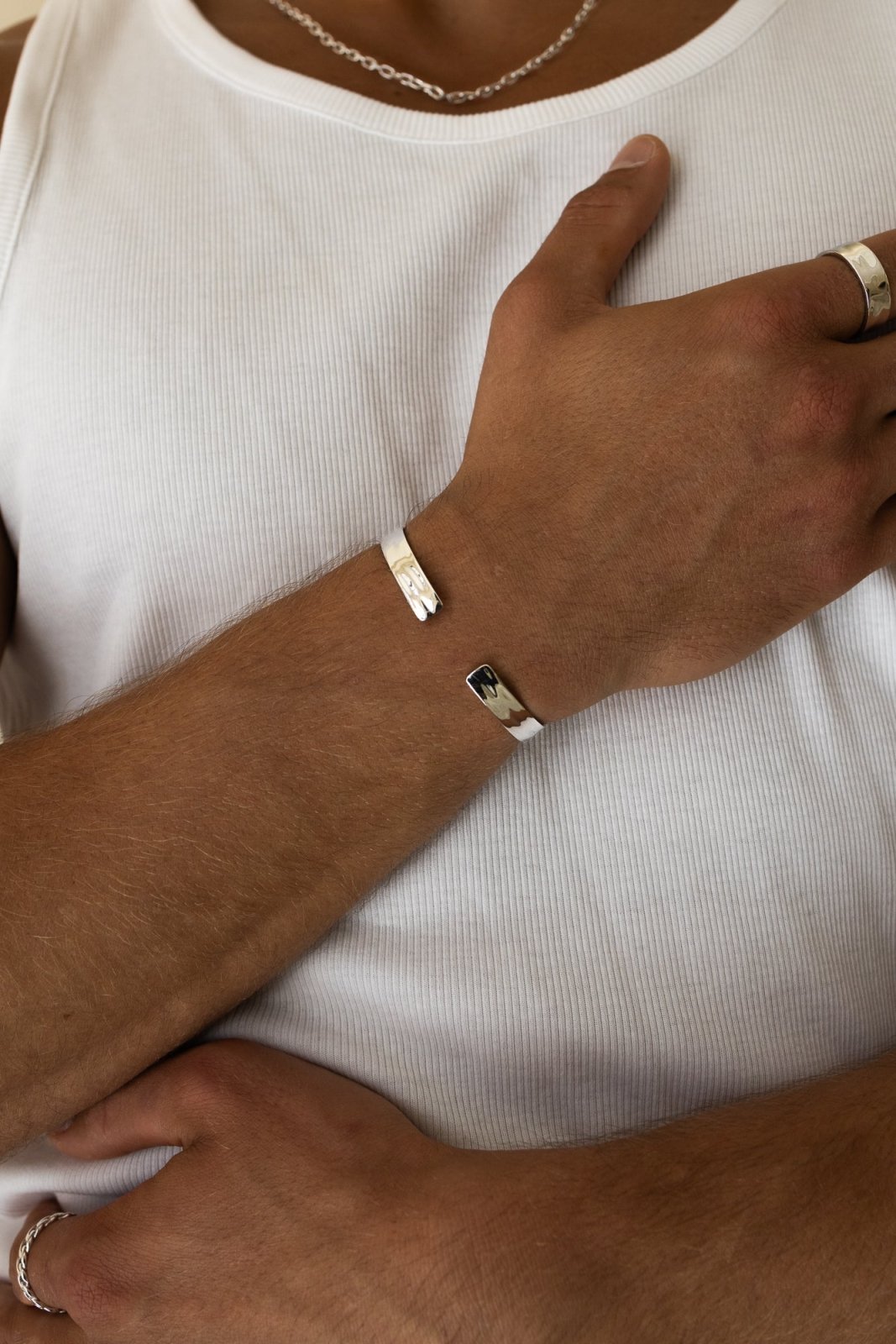 Hammered Bracelet — Silver