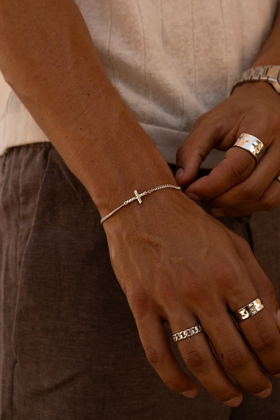 Cross Bracelet — Silver